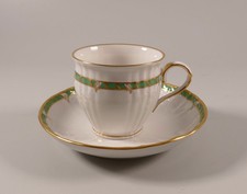 KPM Berlin Kaffetasse & Untertasse Rocaille grünes Grün Band 1. Wahl Dekor 15