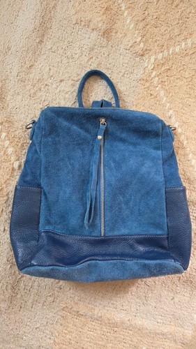 Leder rucksack blau - leder,