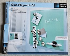 Glas Magnettafel beschreibbar mit 6 Magneten Stifthalter Schwamm