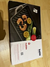 KELA Grillplatte CALIDO aus Gusseisen emailliert 35 x 25 cm hellgrau INDUKTION