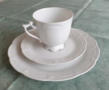 Hutschenreuther Viktoria weiß Kaffeegedeck, Kaffetasse, Untere, Kuchenteller