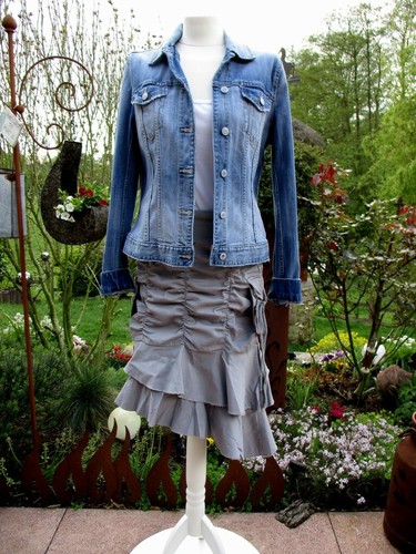 Rock grau volant gerafft - rock,