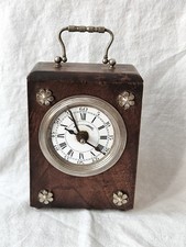 Alter kleiner französischer Reisewecker Wecker ca. 1900 Tischuhr Holzgehäuse 