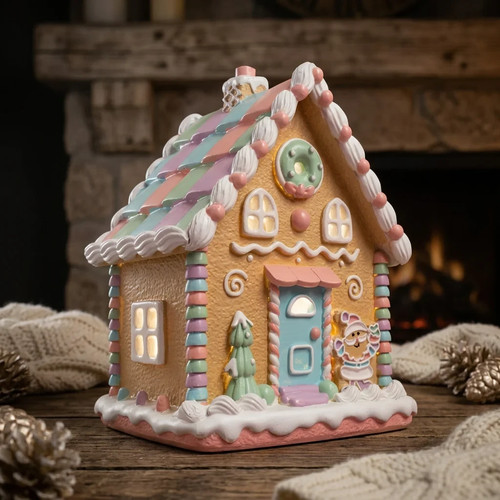 Led lebkuchenhaus 25cm - lebkuchenhaus, bunt