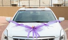 Hochzeit Deko Brautauto Autoschmuck 360cm Tüll Türkis Autogirlande mit 3 Rosen