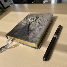 Samtbezogenes Notizbuch A5 Spitze Geschenk Vintage Velour Weihnachten Tagesbuch