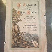 Ehren Diplom mit LANZ von 1910 Original