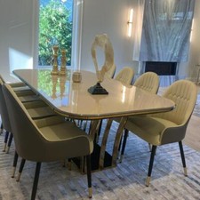 Ergonomisch Esszimmerstuhl Luxus Leder+Metall Küchenstuhl Wohnzimmerstuhl weich