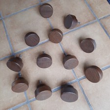 12 x Möbelgriff Knopf Knauf Holz dunkel