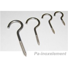 Gebogene Schraubhaken Holzgewinde Wäscheleinehaken Edelstahl VA  Ø 4,4-5,0-6,0mm