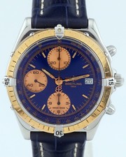 Breitling Chronomat C13047, blaues Zifferblatt, Chronograph , 39mm, Stahl/Gold