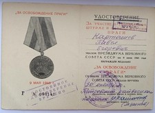 Urkunde zur Medaille Zur