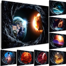 WANDBILDER Mauerloch Raumloch 3D illusion Erde Mond LEINWAND XXL KUNSTDRUCKE