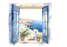 Mediterran fensterausblick - mediterran,