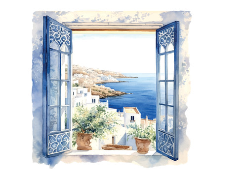 Mediterran fensterausblick - mediterran,