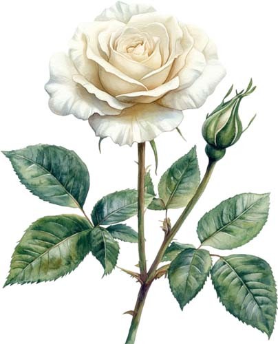 Aquarell weiße rose blume - weiße,