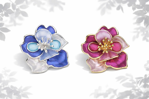Brosche blume tropen blau - brosche,