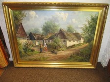 Tolles Gemälde Landschaft mit altem Bauernhof 117 x 88 cm signiert