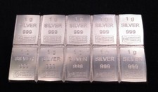 10 g Silberbarren von ESG 10 × 1 g 999/1000 Feinsilber 