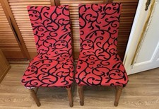 2 Stuhl Hussen rot Stretch