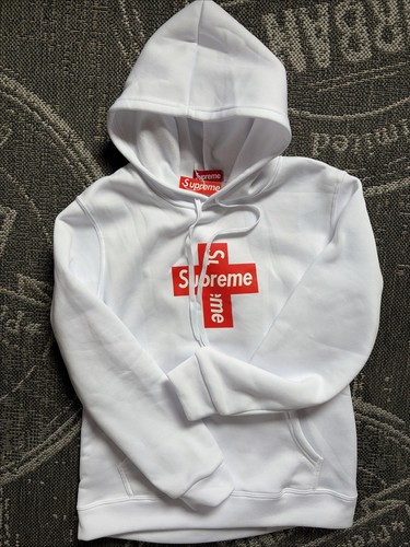 Supreme white hoodie red - hoodie, +