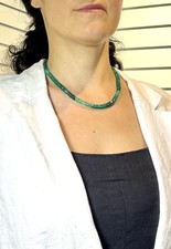 Luxus Jade Collier 45cm Kette 6,5mm facettierte Nephrit Perlen Halskette