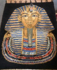 Knüpfbild  Wandbehang mit Wandhalter Handarbeit Tut-Ench-Amun Tutenchamun Pharao