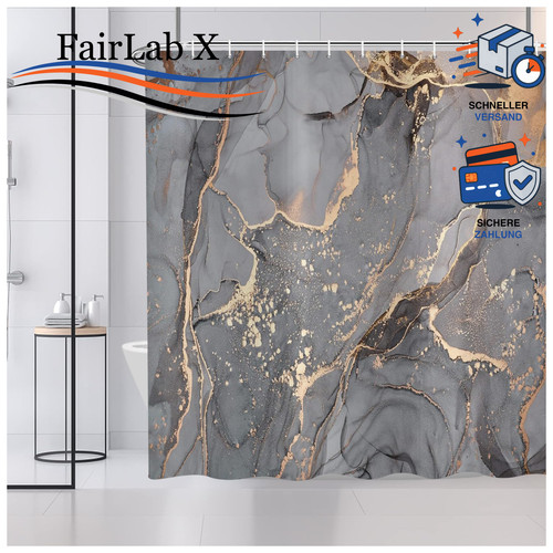 Duschvorhang grau gold marmor - grau,