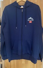 Trainingsjacke Sportjacke Mit Kapuze Dunkelblau Gr XL Motiv „Schweiz“. Neu