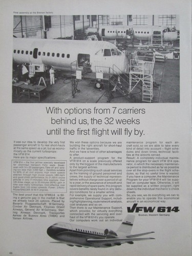 1970 pub vfw 614 flugzeug - pub,