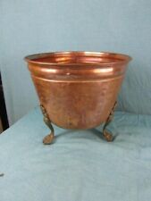 Schale 3 - Fuß Messing Kupfer Antik Rares Bar Vintage Papierkorb Jardiniere 7d2