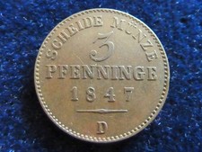 3 Pfennig 1847 D, Preussen, Friedrich Wilhelm IV., vz !! RR !! Erhaltung !!