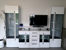 Wohnwand weiß Hochglanz Wohnzimmer Esszimmer Möbel Set Kommode Vitrinen