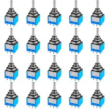 20x Miniatur Kippschalter 2-polig 6 Pins Umschalter mit Lötösen EIN-AUS-EIN