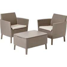 Keter Balkonmöbel-Set Balkonset Sitzgarnitur Set Salemo 3-teilig braun beige