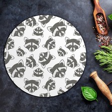 Glas Schneidebrett Herdabdeckplatten Schneideplatten Rund 40 cm Waschbären Tier