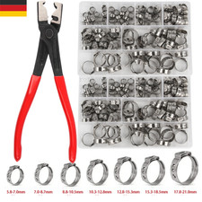 280-tlg Ohr Schlauchschellen KFZ Edelstahl Sortiment Schlauchklemmen Zange Set