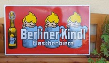 Brauerei Emailschild Berliner Kindl Flaschenbier Bier Werbung Reklame Biergarten