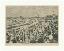 Auf der Rennbahn in Westend bei Berlin Wilhelm Busch Tribüne Holzstich E 25795