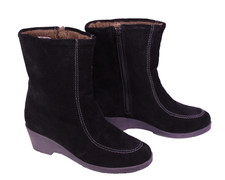 Lammfell Damen Stiefel Stiefeletten Boots Leder Suede Gr. 38,5 schwarz CR30