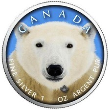 1 Oz Ag, nur 500 Stück geprägt, Kanada, 5 Dollar 2019 Eisbär, Stgl.