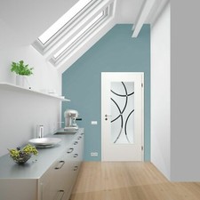 Verglasung Glaseinsatz für Holztür 139-1-F-LA Klarglas mit Dekor "Kurven"