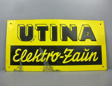 altes Blechschild UTINA Elektro-Zaun Werbeschild geprägt Elektrowerk GmbH Eutin
