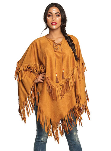 Hippie kunstleder poncho - hippie,