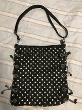 Neu Tasche Kunstleder schwarz Glitzer Steine Strass 33 x 35 Kleine Innentasche