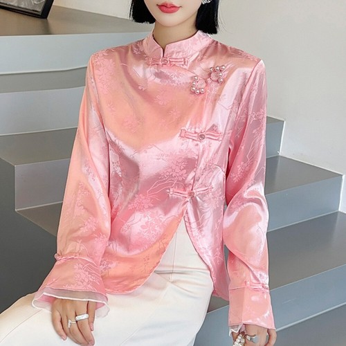 Damen satin faux seide tops - satin,