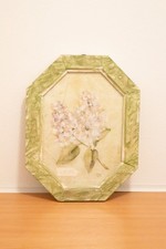 2 Wandbilder weißer Flieder und Rose in 8eckigem Rahmen