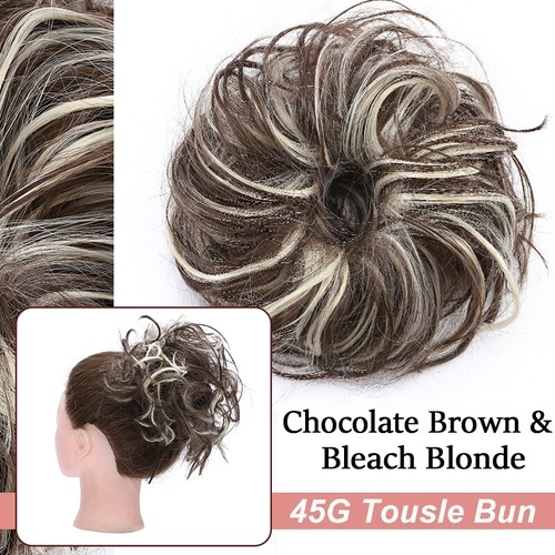 Lockig messy bun dutt - bun, haarteil