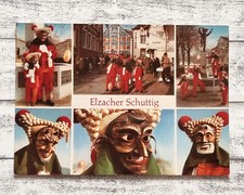 AK Elzacher Schuttig Fasnet Maske Narrensamen Fratz Teufel Postkarte Vintage alt