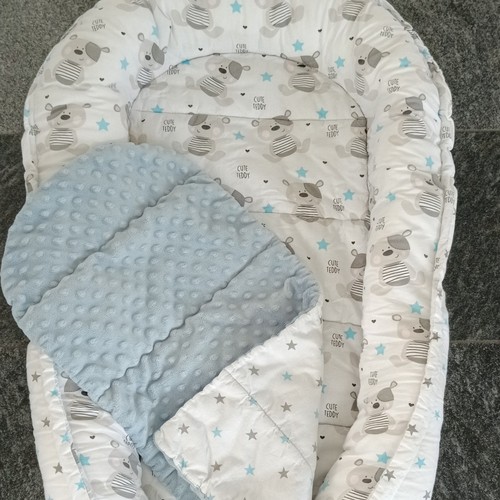 Babynest weiß hellblau grau - babynest, weiß/hellblau/grau
